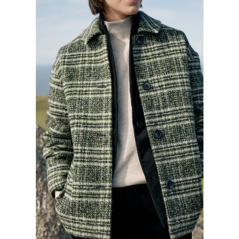 Beamwind Checked Wool Blend Coat-Seasalt Cornwall Clearance