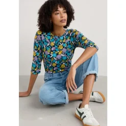 Easel 3/4 Sleeve Top in GOTS-Certified Organic Cotton Jersey-Seasalt Cornwall Best