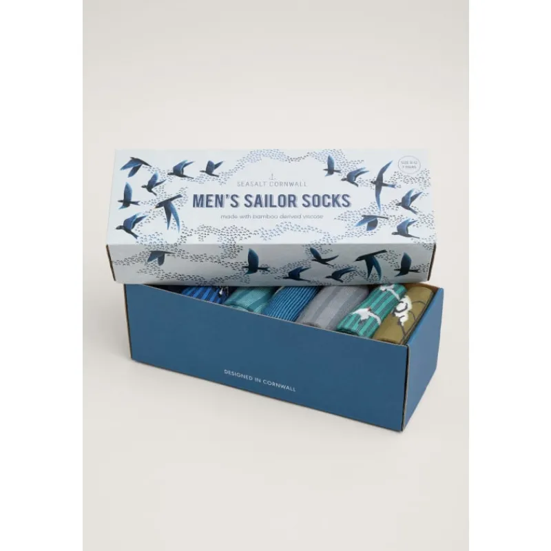 Gift Box of 7 Men's Wildlife Sailor Socks-Seasalt Cornwall Clearance