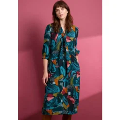 Harbour Cove Printed Tie Neck Midi Dress-Seasalt Cornwall New