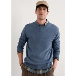 Men's Mainbrace Organic Cotton V-Neck Jumper-Seasalt Cornwall Best