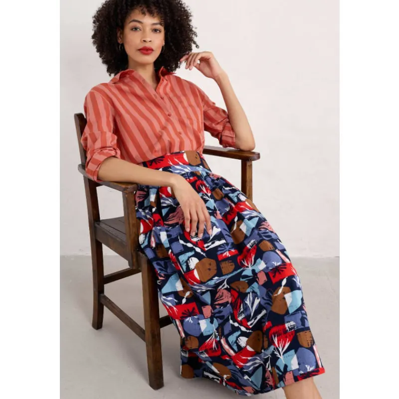 Mevagissey Midi Skirt in GOTS-Certified Organic Cotton-Seasalt Cornwall Best