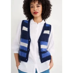 Painter Striped Button-Down Vest Contains Mohair-Seasalt Cornwall Outlet