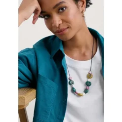 Picture Leaf-Shaped Beaded Necklace-Seasalt Cornwall Online