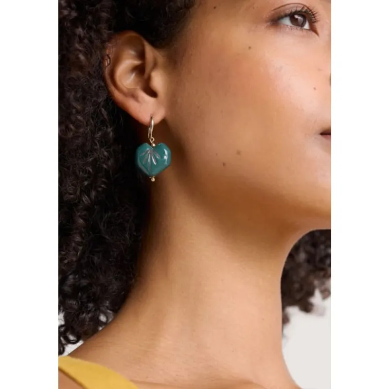 Picture Leaf-Shaped Drop Earrings-Seasalt Cornwall Clearance