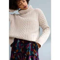 Pine Forest Cable Knit Merino Jumper-Seasalt Cornwall Sale
