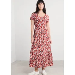 Tor View Short Sleeve Tiered Jersey Dress-Seasalt Cornwall Outlet