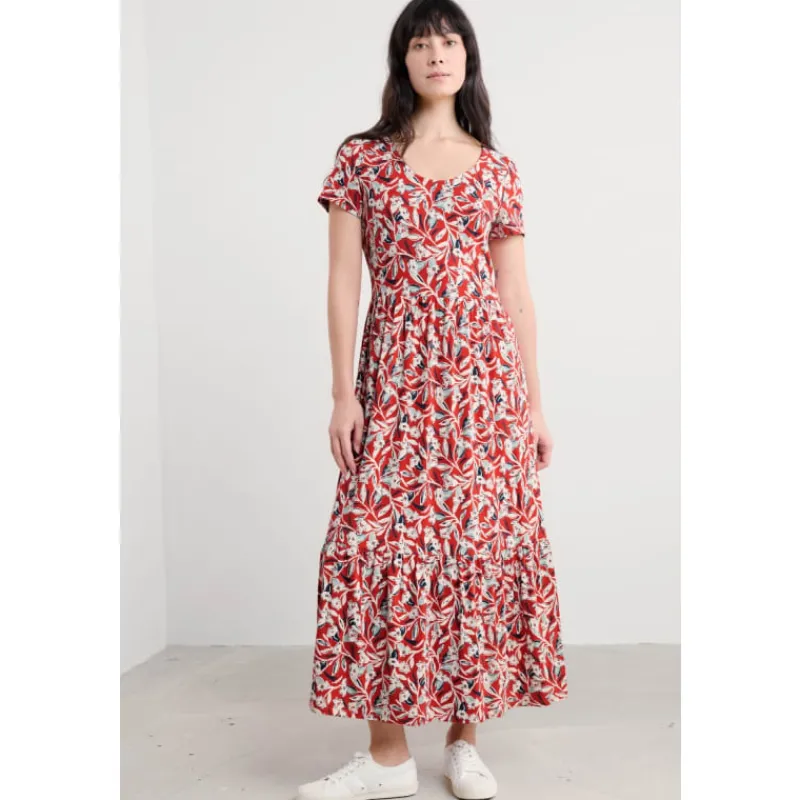 Tor View Short Sleeve Tiered Jersey Dress-Seasalt Cornwall Outlet