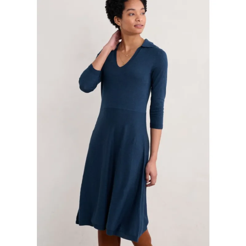 Trebarwith Knitted Midi Dress in GOTS-Certified Organic Cotton-Seasalt Cornwall Online
