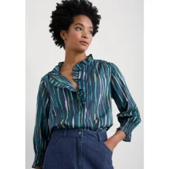 Twining Printed Blouse in GOTS-Certified Organic Cotton-Seasalt Cornwall Clearance